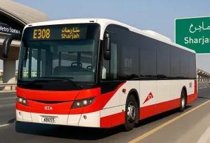 Dubai RTA E308 Bus Stadium Metro Route