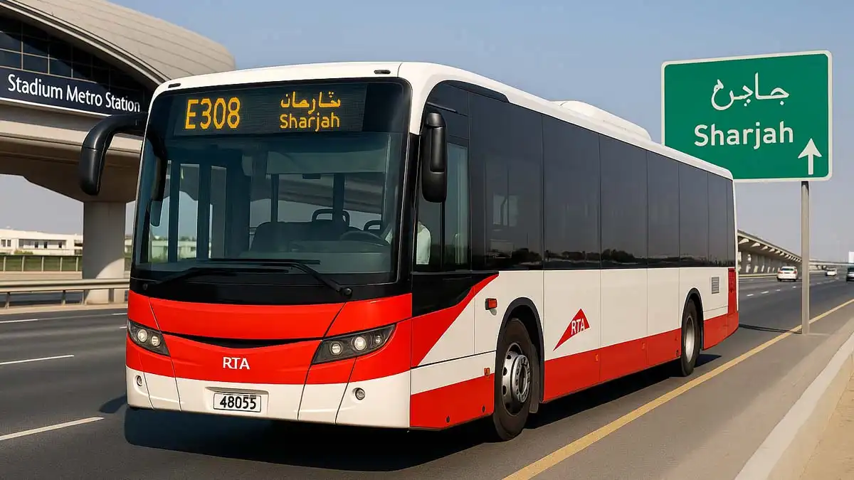Dubai RTA E308 Bus Stadium Metro Route