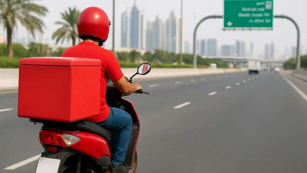 Dubai Delivery Riders Lane Ban Fines Traffic Rule 2025